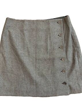 Banana Republic Skirt Womens Gray Wool Blend Lined Side Button Detail NWT